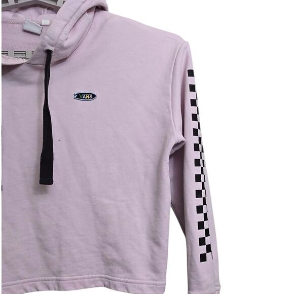 Vans Pink Cropped Hoodie w/ Checker Sleeve – Women’s XS - Picture 5 of 8